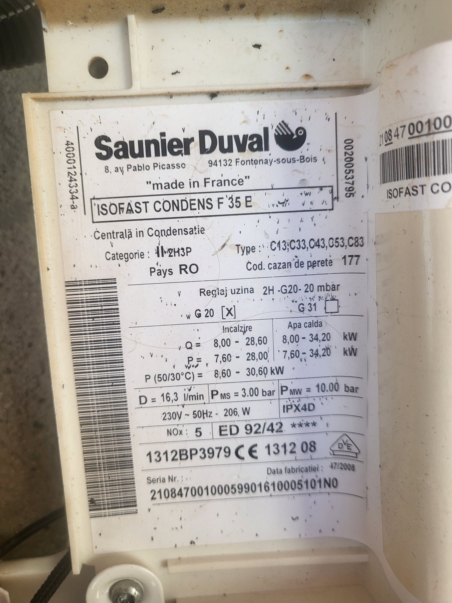 Piese centrala Saunier Duval Isofast Condens F35 E