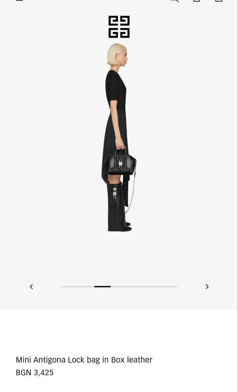 Дамска Чанта GIVENCHY Mini Antigona Lock bag in Box leather 100%