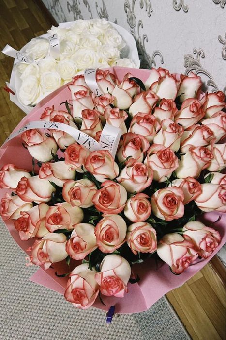 Цветы свежие 51шт розовые