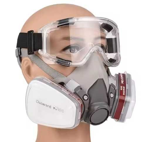 Строителна респираторна противопрахова маска с очила и филтри