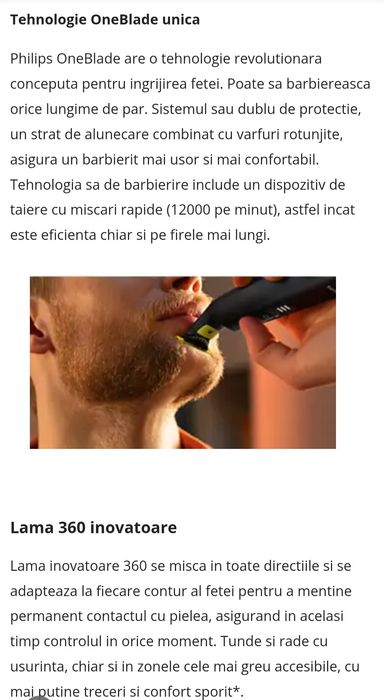 Aparat philips One Blade(ras,tuns,contur)față&corp