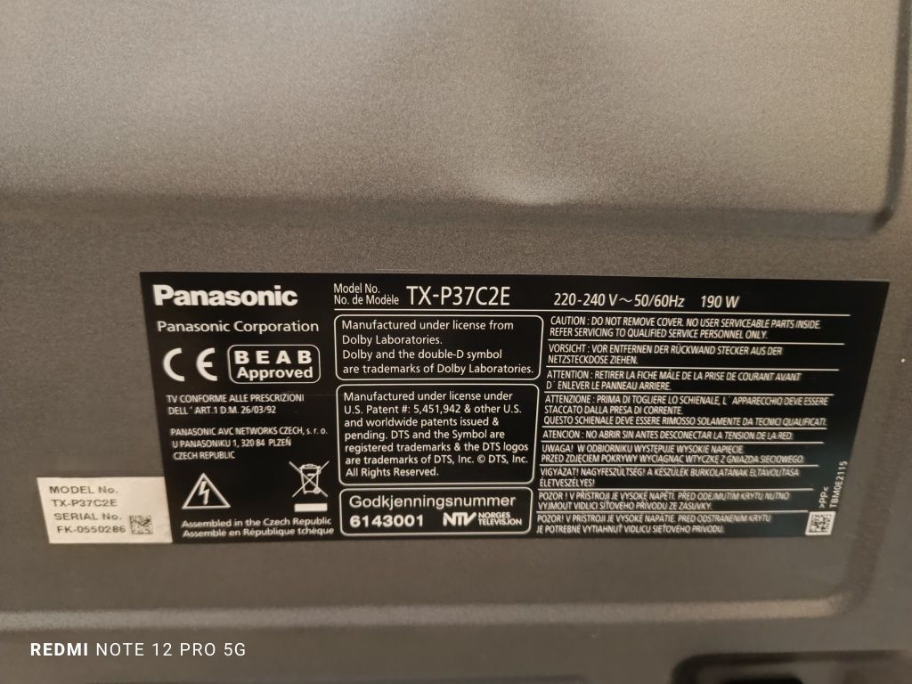 Телевизор Panasonic TX-P37C2E