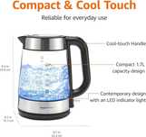 Кана за вода Amazon Basics Glass – 1.7 L, LED осветление