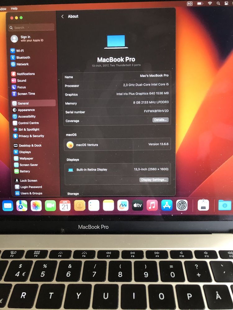 MacBook Pro A 1708 Display retina