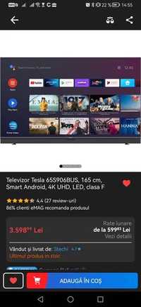 Televizor Smart Tesla 65S906BUS, Android, 4K, WiFi, soundbar integrat