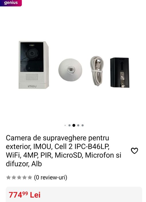 Camera supraveghere video Imou Cell 2  4 MP NOUA  Garanție