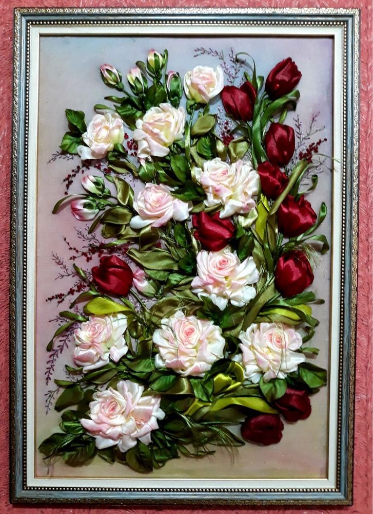 Картины 3Д из атласных лент