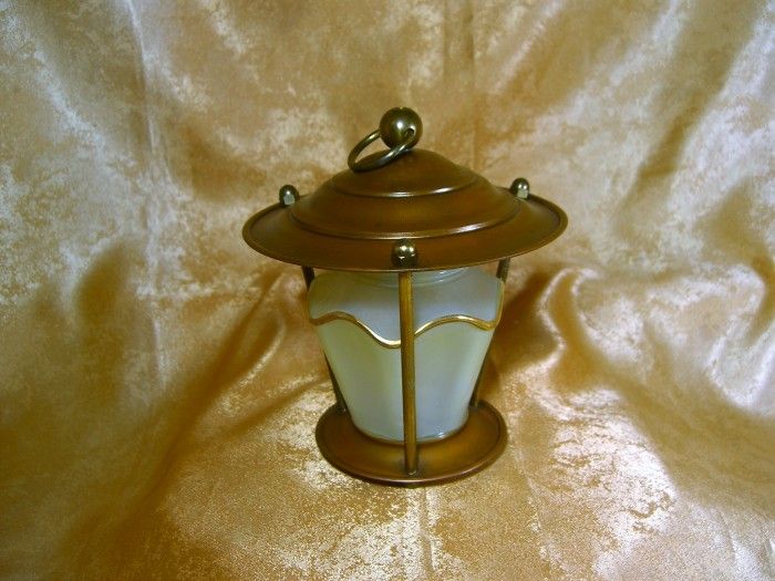 Veioze Art Deco Vienez, cupru, opalina, vintage