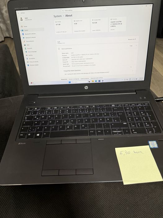 Hp zBook G4 -procesor intel i7 ,placa video Nvidia 4 giga