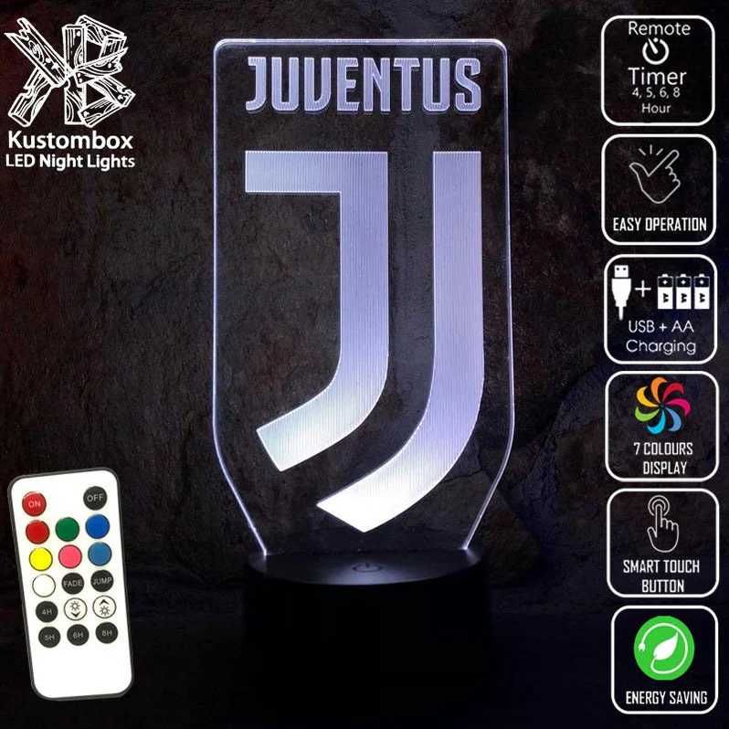 3D LED нощна лампа на футболен клуб ЮВЕНТУС