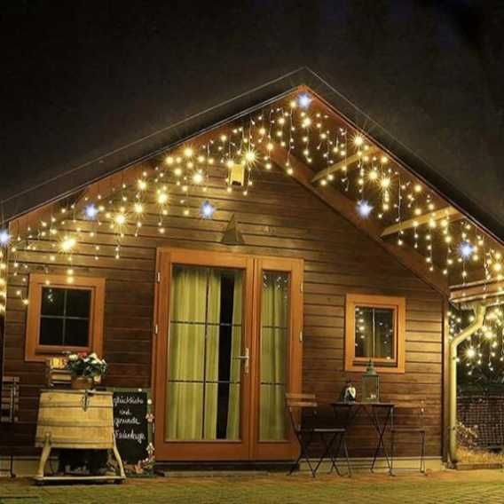 koledni lampichki външна LED завеса 12м х 30-50 ФЛАШ ЕФЕКТ студено бял