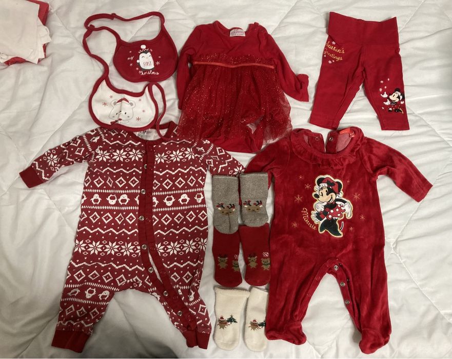 Коледни дрешки - ромпъри, клин, чорапи - размери 56, 62
