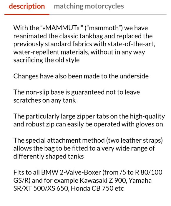 Geanta moto pentru rezervor, noua, Wunderlich Mammut Retro