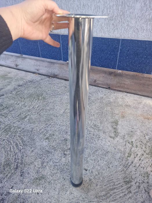 Метален крак за маса, H = 710 mm, Ø = 60 mm, лъскав хром, регулируем