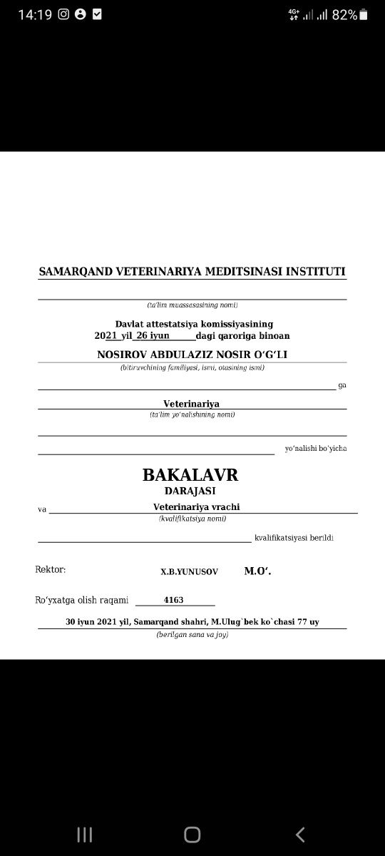 Veterinar vrach xizmati