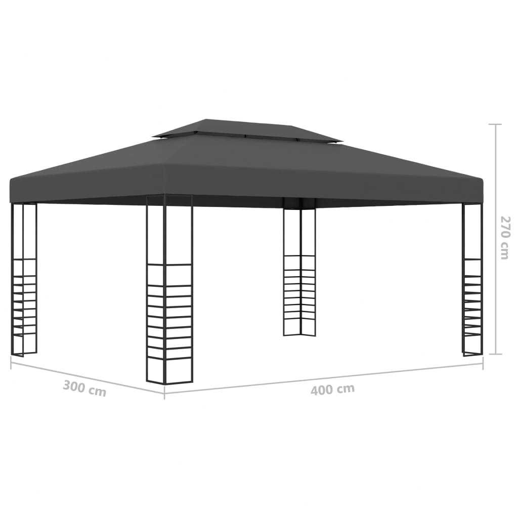 Pavilion/Foisor/Cort pentru gradina/terasa cu acoperiș dublu 4×3 m Gri