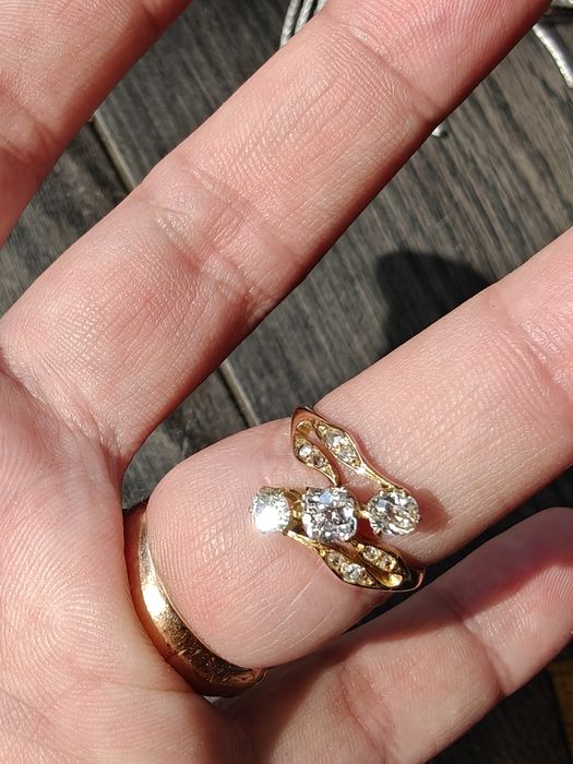 Inel vechi aur 18k diamante certificat