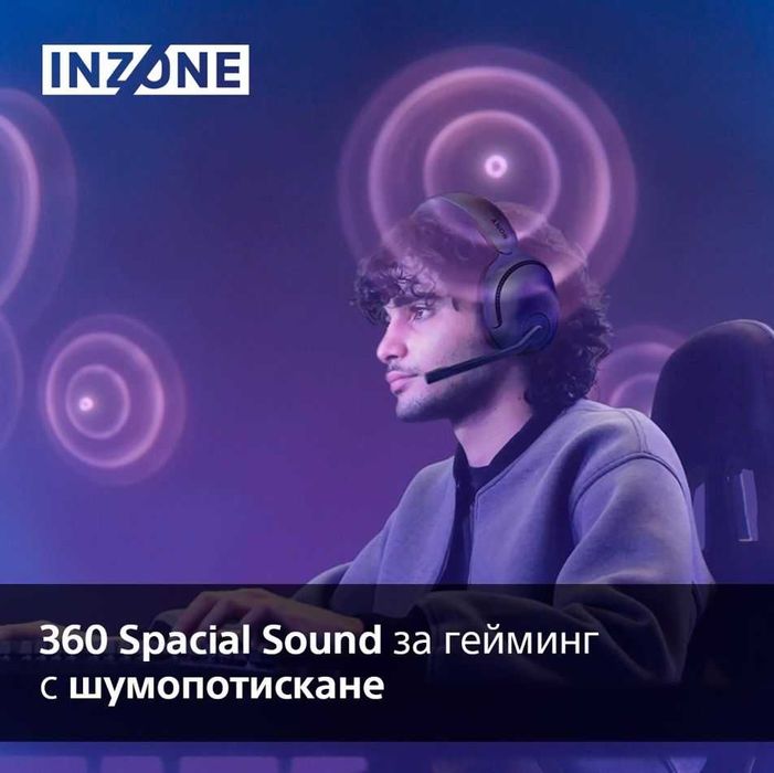 Гейминг слушалки Sony - INZONE H5, безжични с микрофон, черни