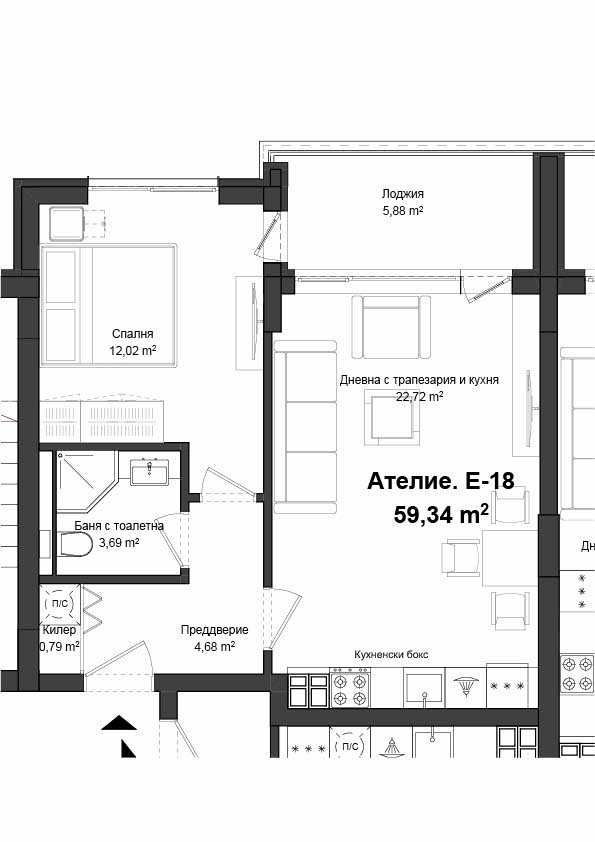 Продава се Едностаен апартамент в Пловдив, Гагарин - 44 кв.м за 854 €/кв.м - Снимка #2