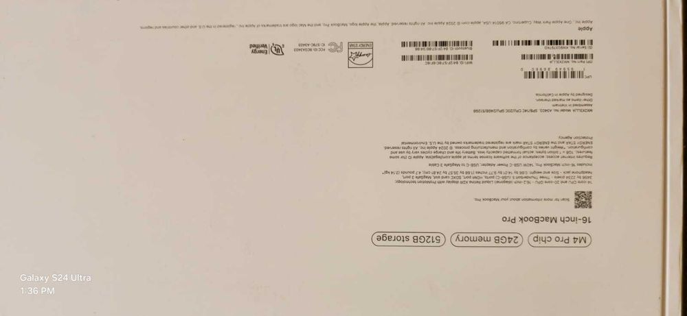 Macbook pro 16'-m4 RPO-24 GB RAM-512 GB storge