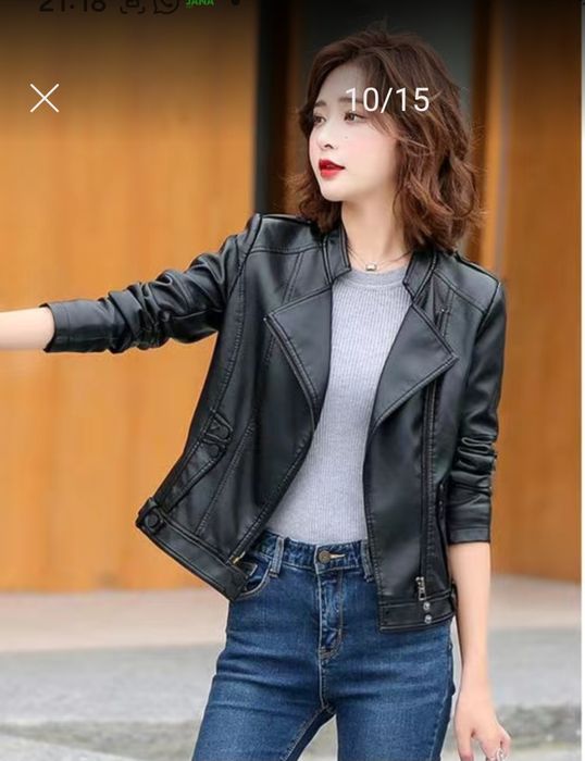 Стильная  кожанная куртка женская
