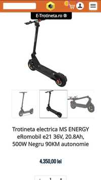 Trotineta electrica MS ENERGY eRomobil e21 36V, 20.8Ah, 500W