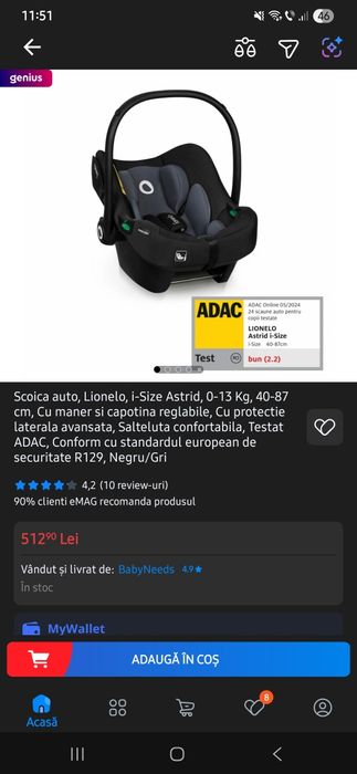 Vand scoica auto/carucior Lionelo