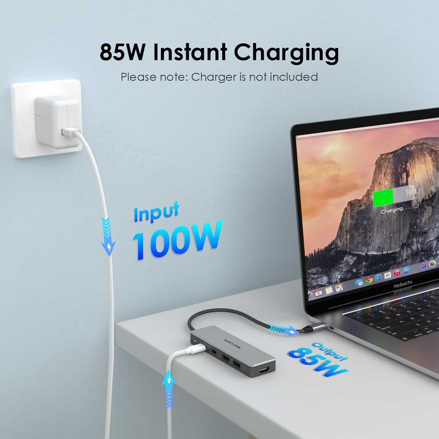 WAVLINK USB C 3.2 хъб HDMI, 10Gbps USB C към HDMI адаптер с 85W PD