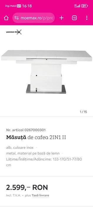 Masa extensibila alb lucios moemax