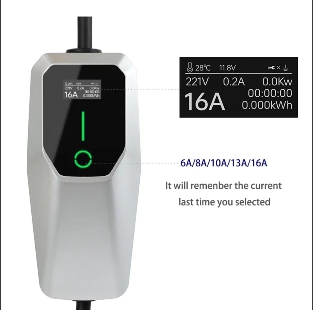 Statie/cablu de incarcare auto cu reglare 6A-16A type 2 la priza