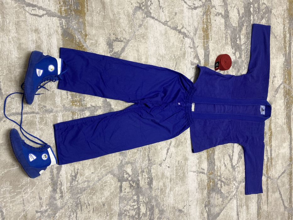 кимоно синее адидас и борцовки