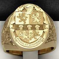 Златен мъжки пръстен с лъвове. Изработен от медицинско злато. Нов!