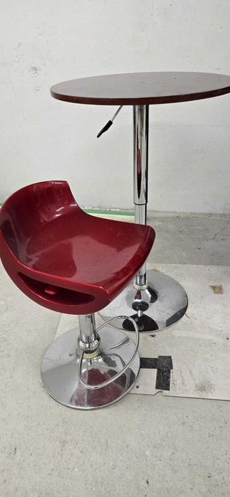 Masă rotundă bar reglabilă pe înălțime și scaun