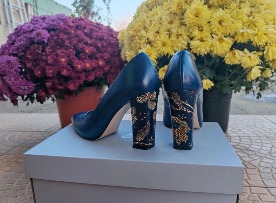 Pantofi piele Coryllus, mărimea 40, toc 10 cm