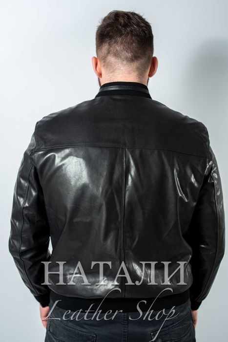 SALE Мъжки кожен бомбър Камен