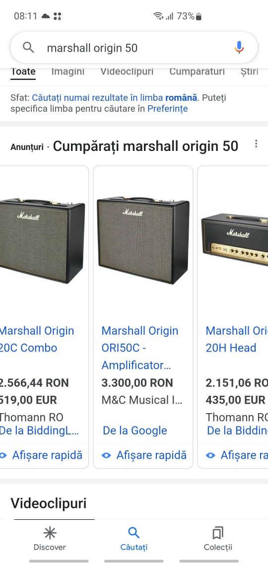 Amplificator chitară full lampă-Marshall  Origin 50C + case IMPECABIL