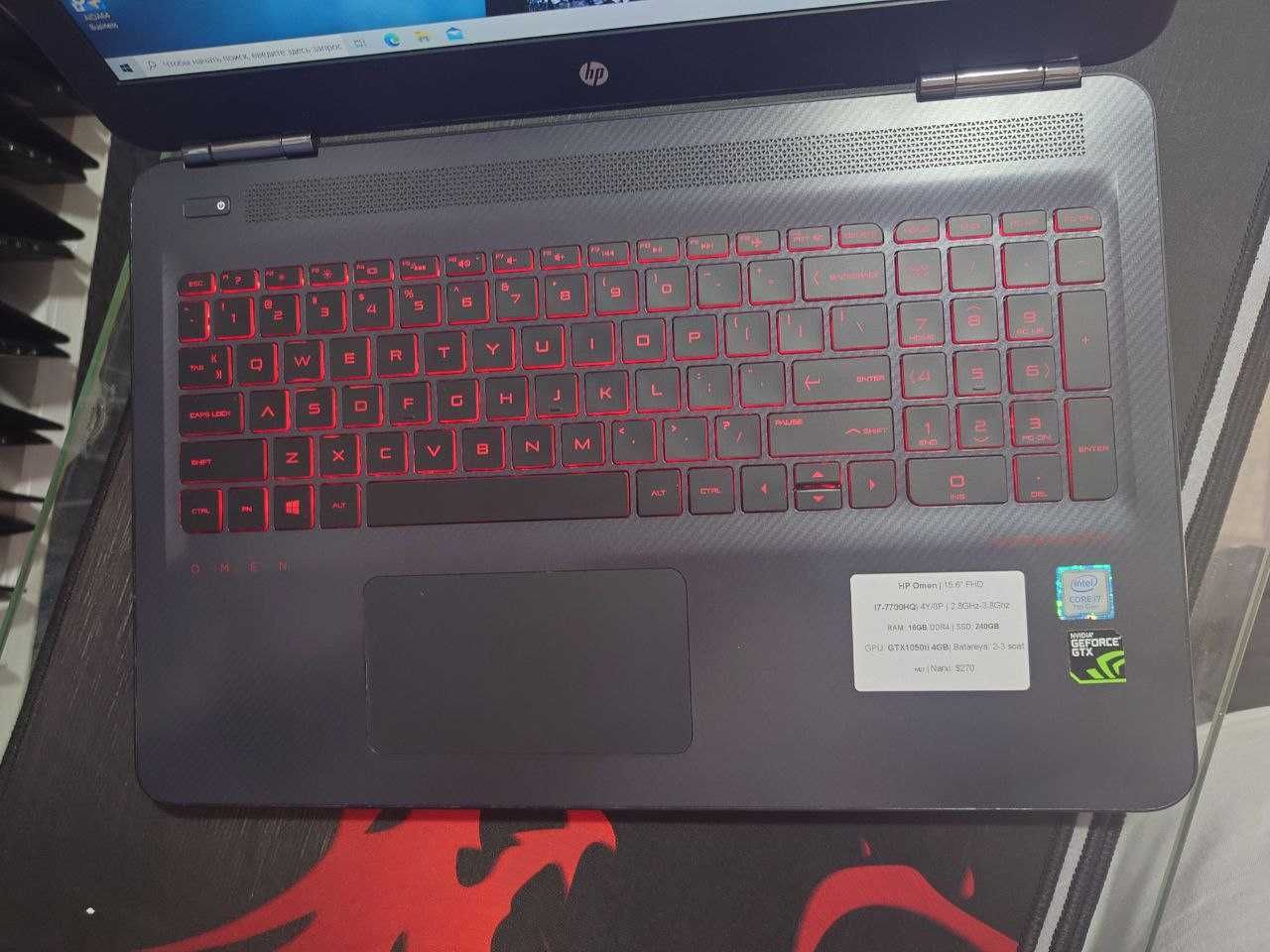 HP Omen Gaming I7-7700HQ/RAM 16GB/SSD 240GB/GTX1050TI 4GB/15.6FHD