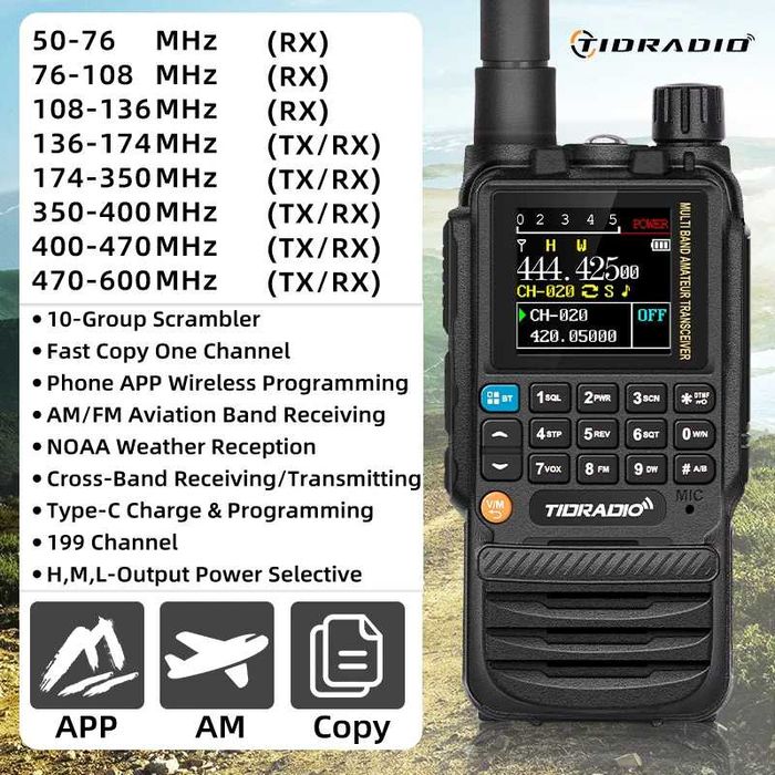 Statii Emisie-Receptie TIDRADIO TD-H3 5W Walkie Talkie VHF UHF AIRBAND