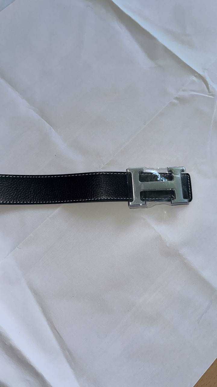 Hermes Style Black Belt (Silver Buckle)