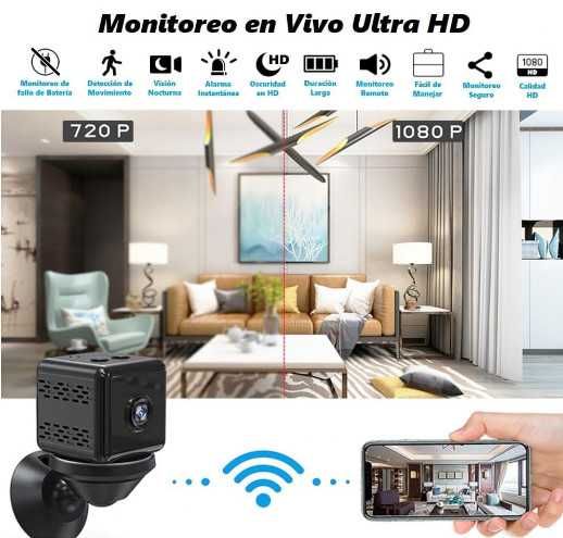 Мини шпионска камера VELER, Full HD 1080P, WiFi охранителна камера