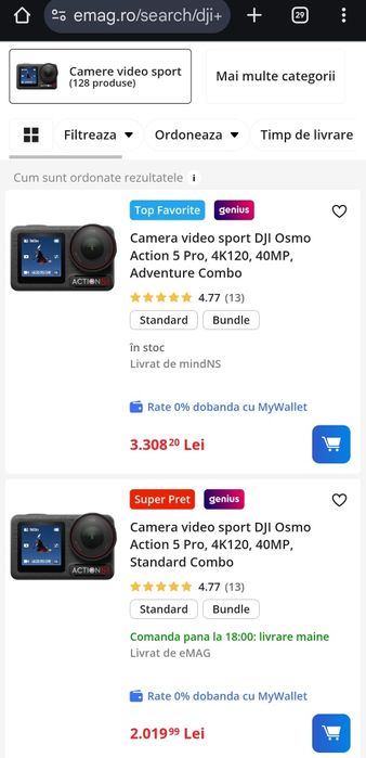 Dji Osmo 5 Pro Adventure Combo , cameră de acțiune.