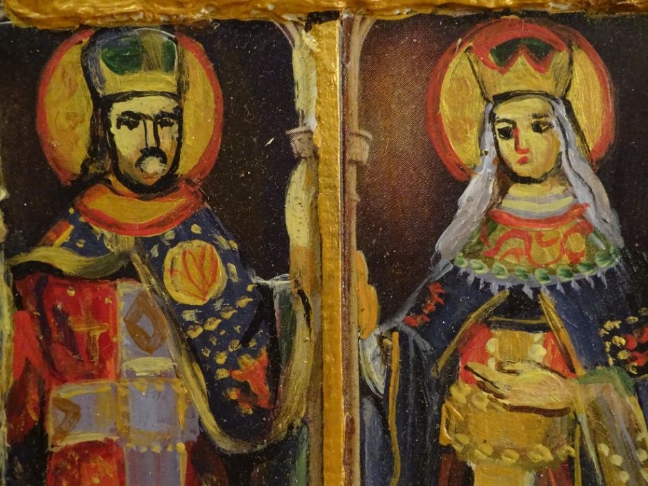Icoana veche pe lemn, “Sfintii Imparati Constantin si Elena”
