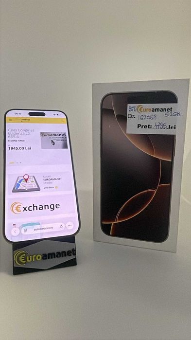 Telefon mobil Apple iPhone 16 Pro Max, 512GB, 5G, Desert Titanium -A-