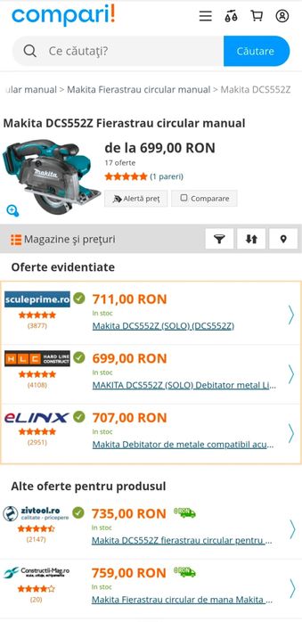 MDM vinde: Fierastrau ciurcular pentru metal Makita DCS552.