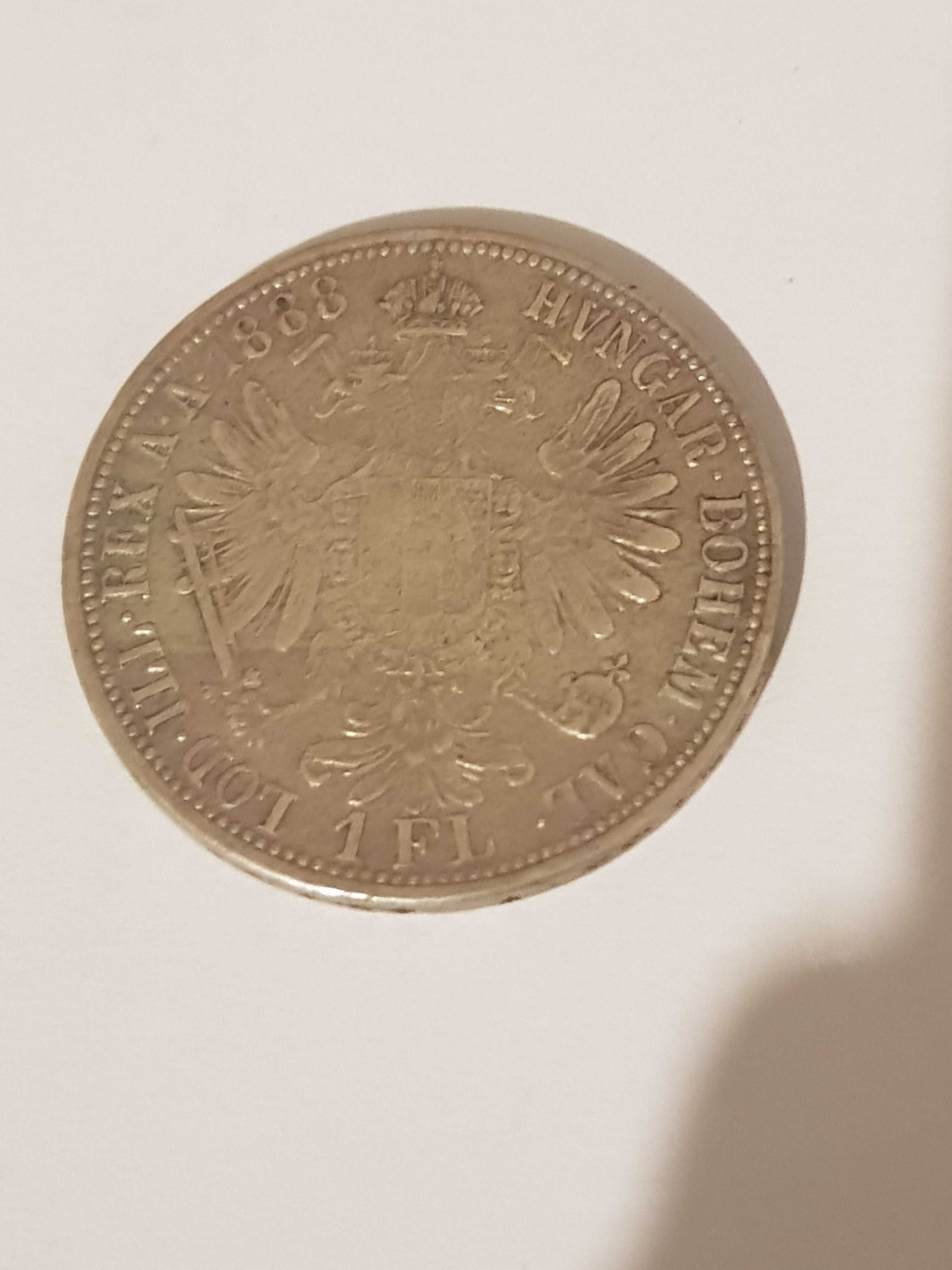 Стара сребърна монета 1 флорин 1888 година Австрия