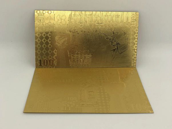 Bancnota 100 lei Centenar Unire aur 24k colectie gold 2018 UNC