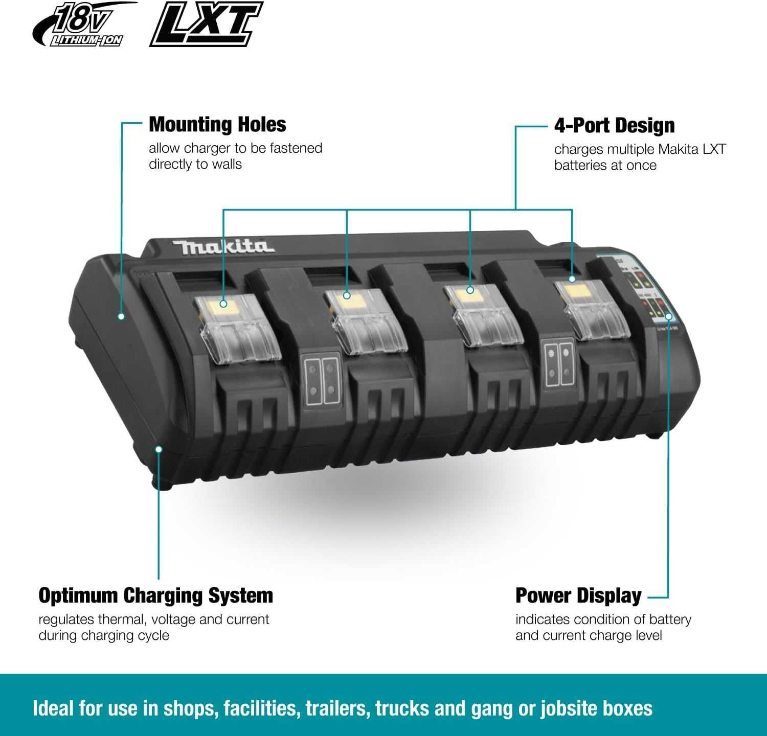 Зарядно устройство за 4 батерии MAKITA DC18SF 14,4V 18V