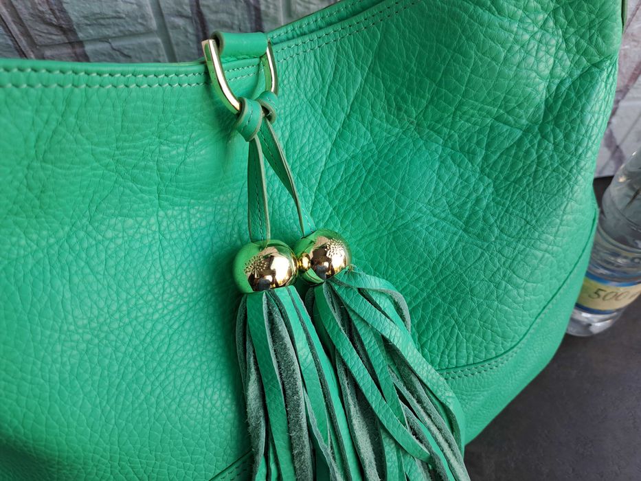 дамска чанта, Mulberry,голяма зелена торба-естествена кожа