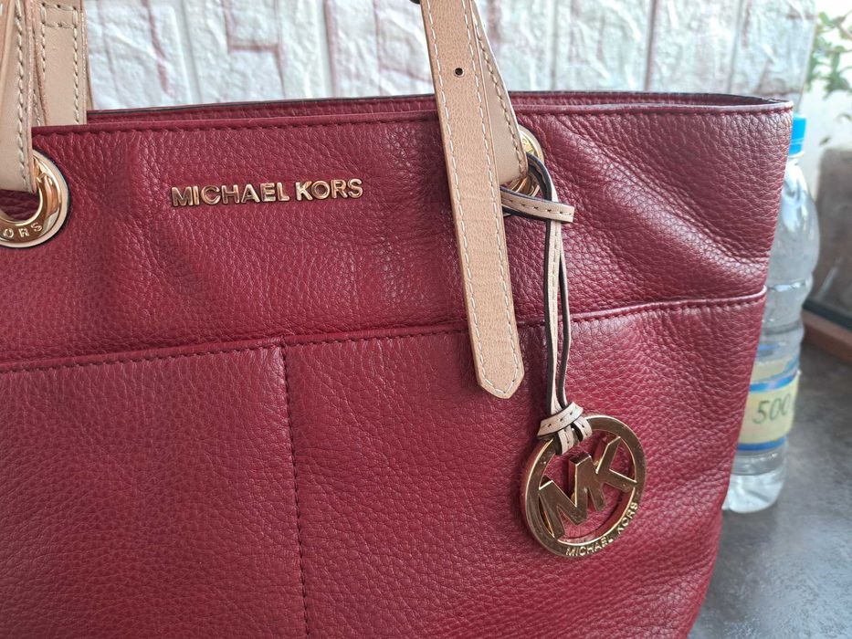 дамска чанта,Michael Kors,кожена торба-червена естествена кожа