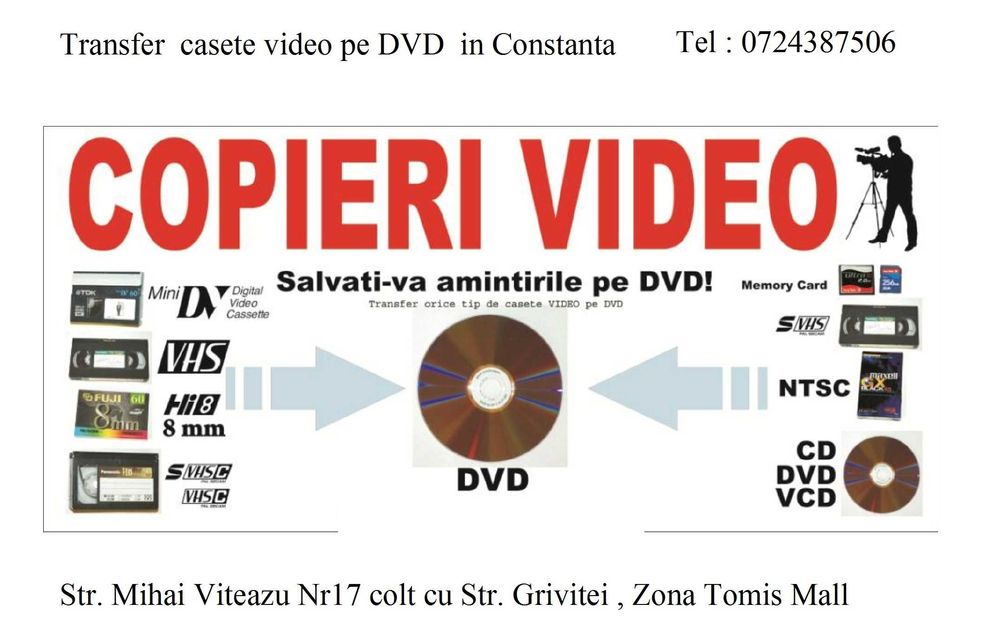 Transferă-ți caseta VIDEO cu BOTEZUl sau NUNTA pe Stick în Digital